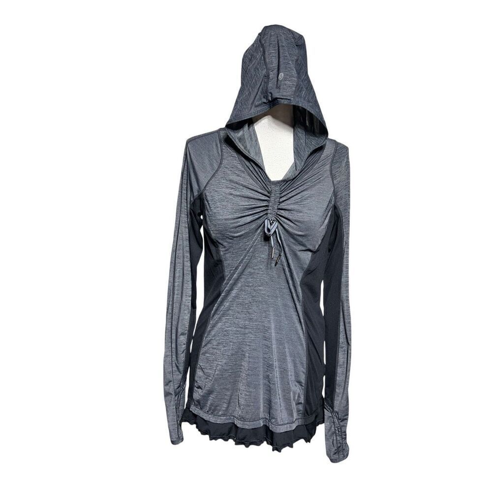 Lululemon Hooded Long Sleeve Pullover Drawstring Chest Graphite Size 8